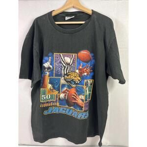 90S Jacksonville Jaguars T Shirt Sz Xl Lee Sport Faded Black Nfl Footbal